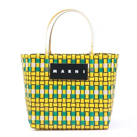 MARNI Handbag FLOWER CAFE Polypropylene Yellow x Green Women's h30311m - Picture 1 of 5